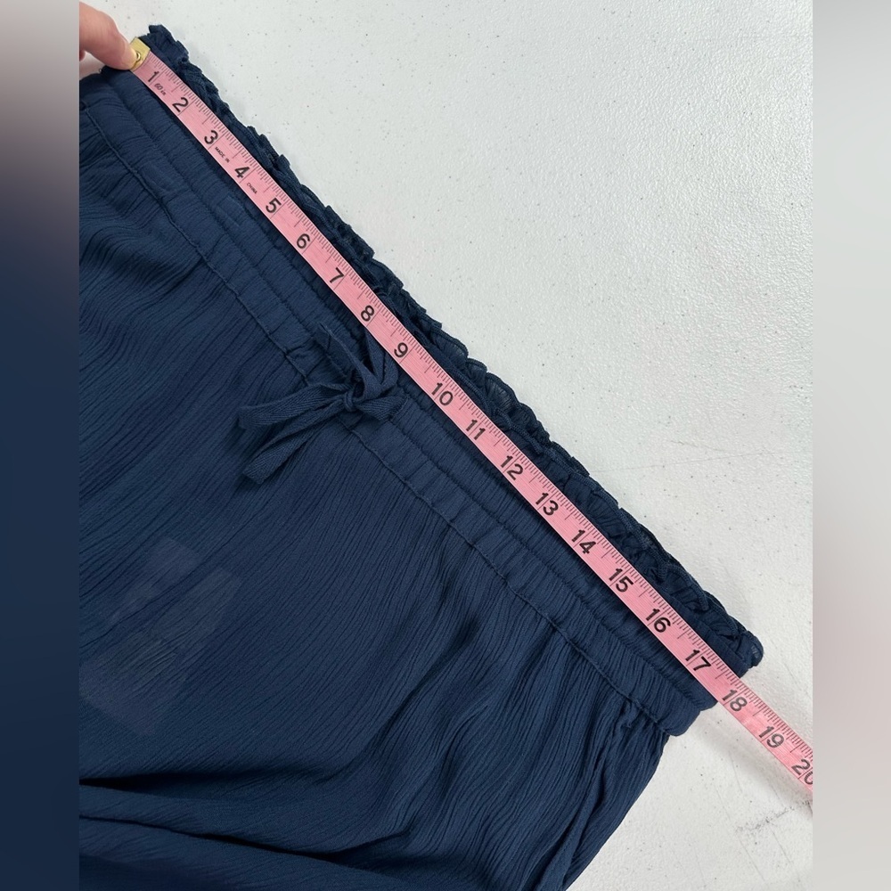NWT Whistles Imogen Fluid Cropped Trouser Pants Navy Flowy Breezy Elastic Waist - Picture 6 of 12